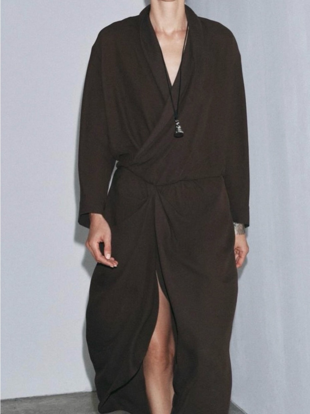 Zara Dark Brown Wrap Dress